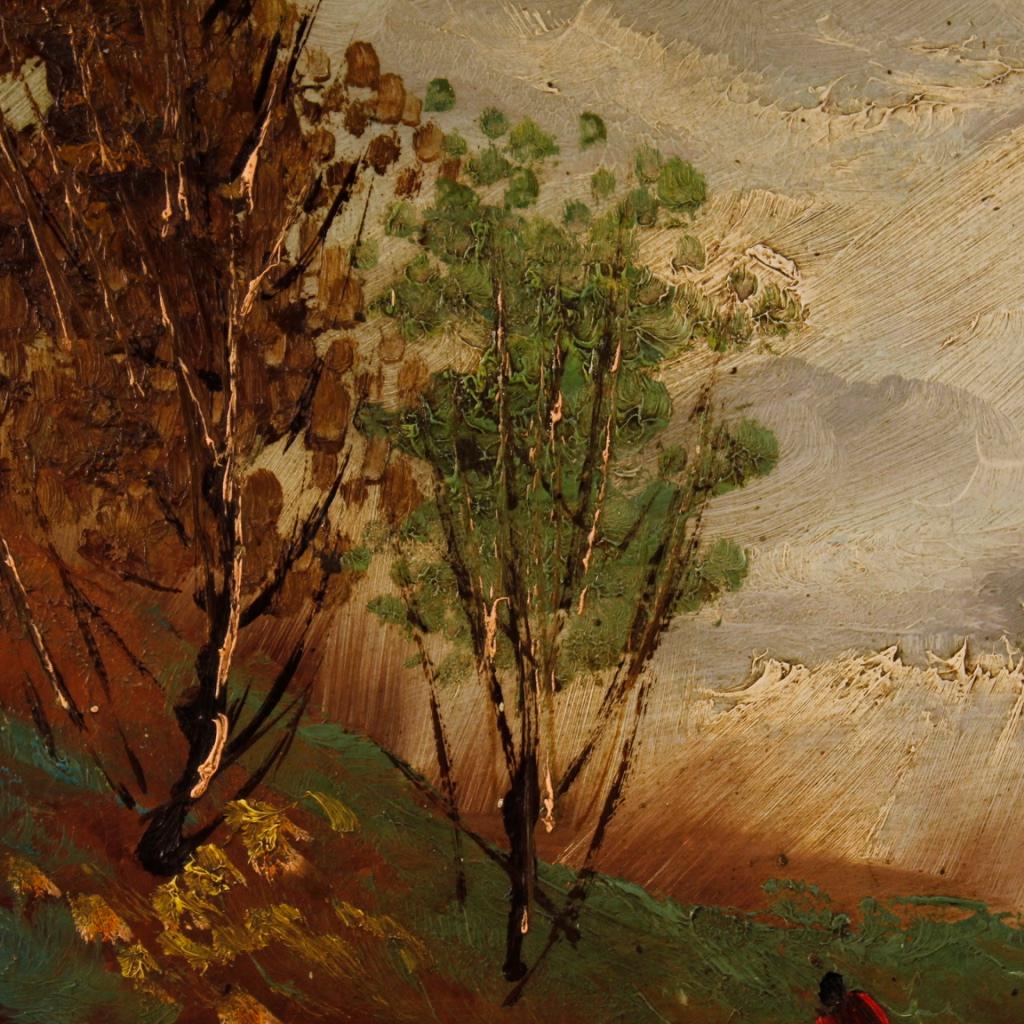 Italienisches signiertes impressionistisches Landschaftsgemälde, Öl auf Masonit, 20. Jahrhundert im Angebot 4