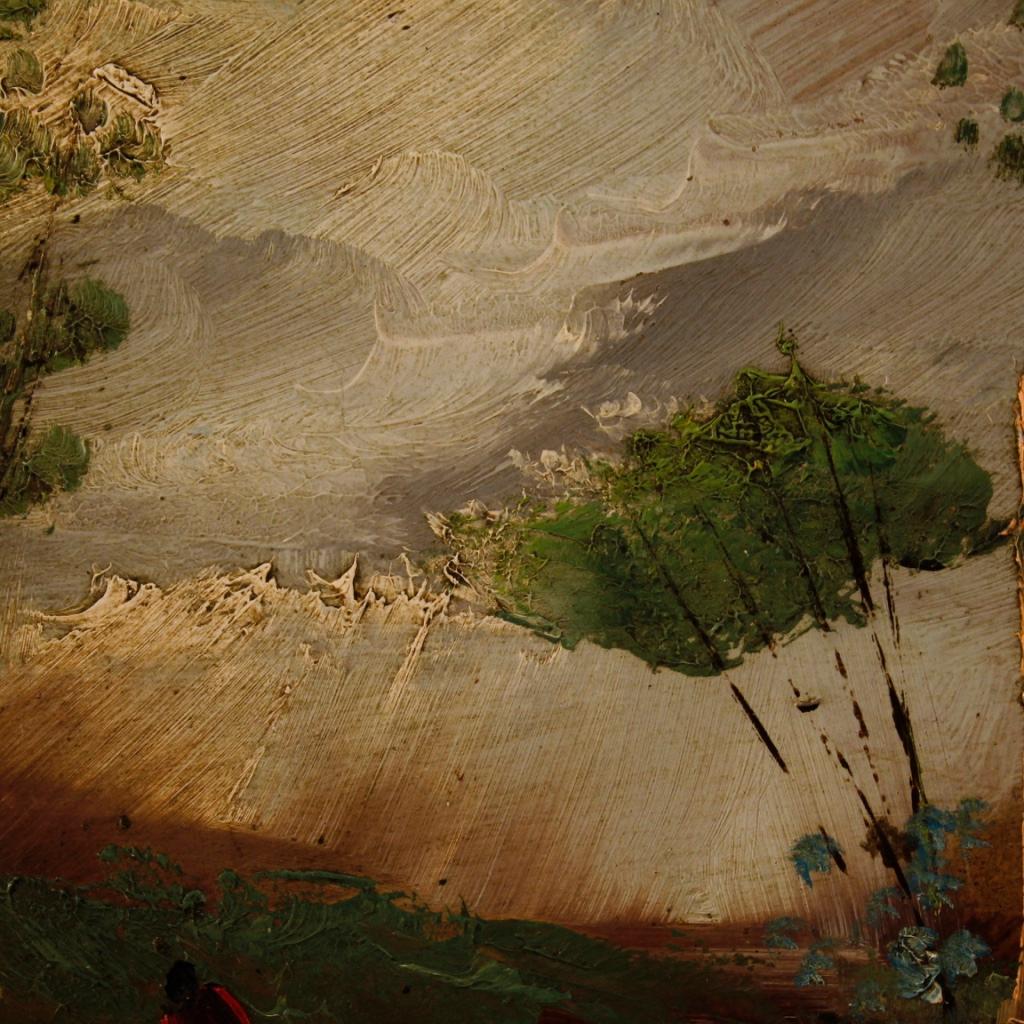 Italienisches signiertes impressionistisches Landschaftsgemälde, Öl auf Masonit, 20. Jahrhundert im Angebot 5