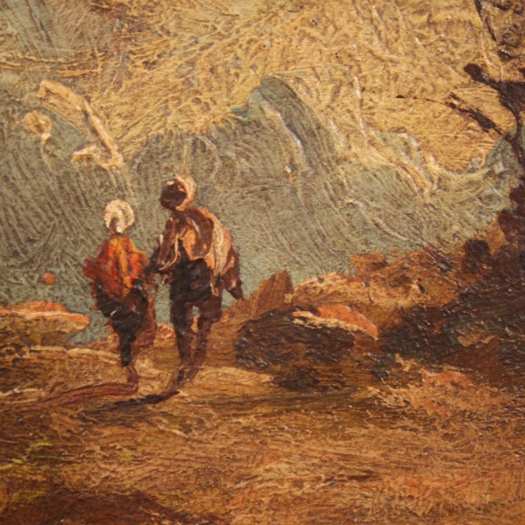 20ième siècle Peinture de paysage italienne à l'huile sur massonite du 20ème siècle, 1960