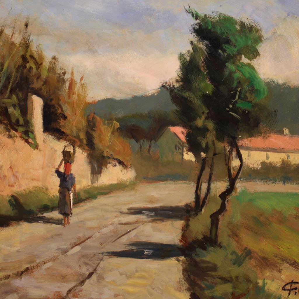 siglo XX Óleo sobre masonita Italiano Firmado  C. Filippelli Paisaje en venta 6