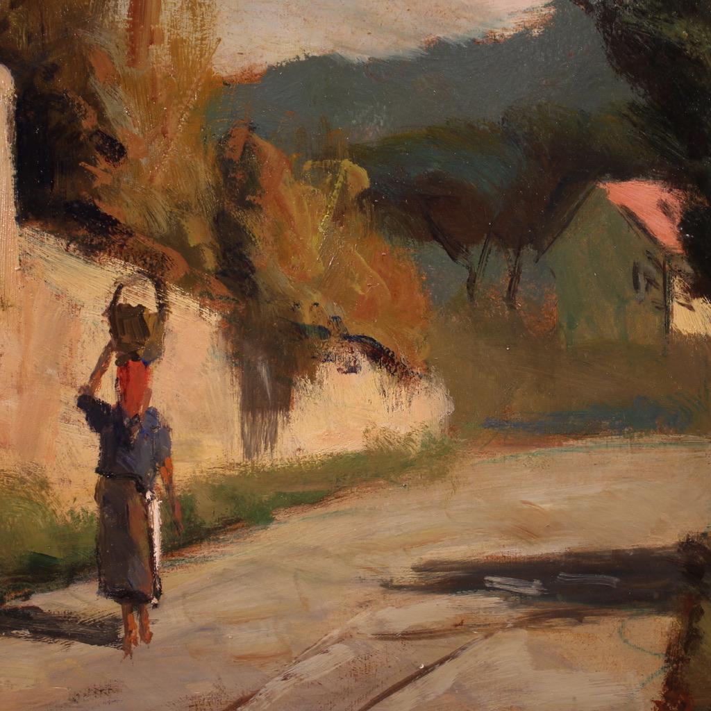 20th Century Oil on Masonite Italian Signed C. Filippelli Landscape Painting en vente 7