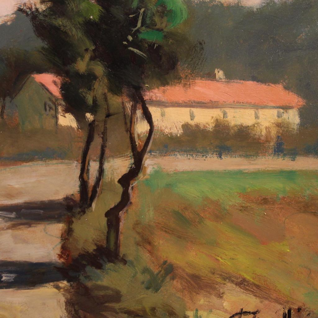 siglo XX Óleo sobre masonita Italiano Firmado  C. Filippelli Paisaje en venta 9