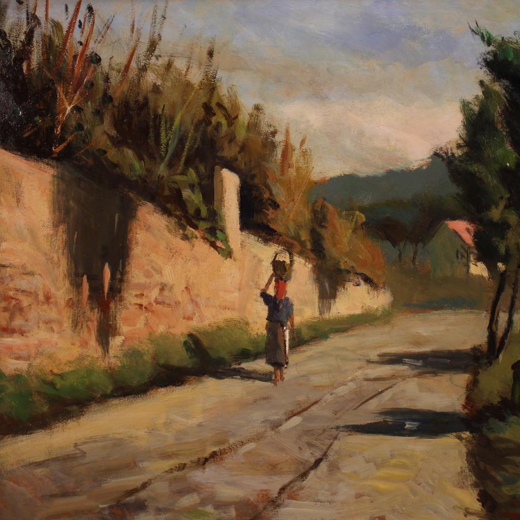 siglo XX Óleo sobre masonita Italiano Firmado  C. Filippelli Paisaje Masonita en venta