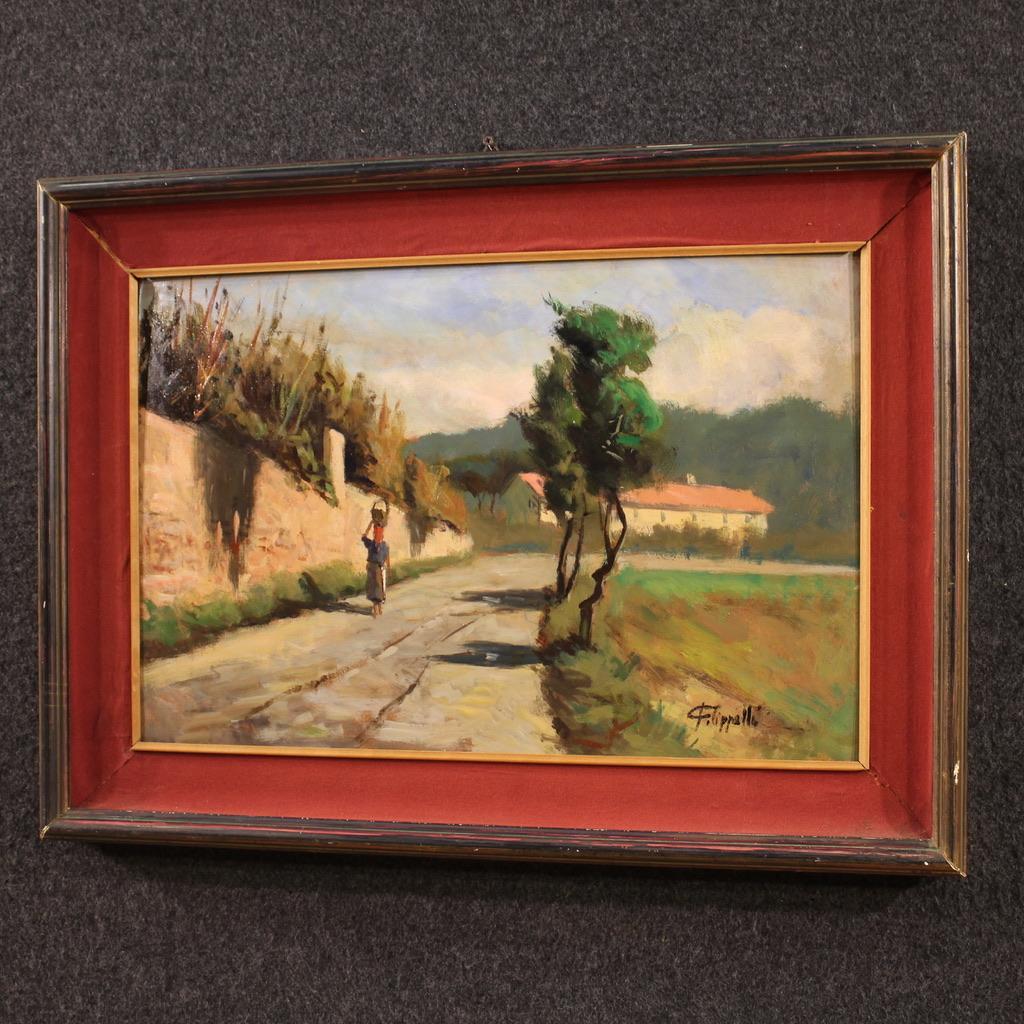 siglo XX Óleo sobre masonita Italiano Firmado  C. Filippelli Paisaje en venta 4