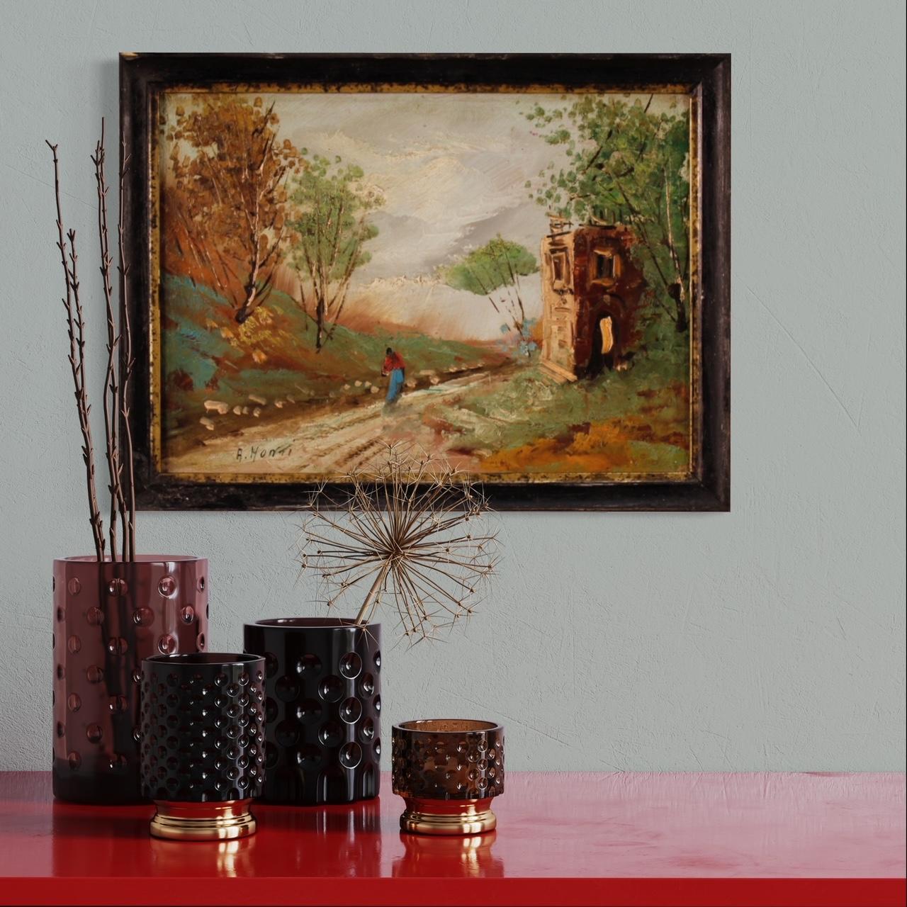 Italienisches signiertes impressionistisches Landschaftsgemälde, Öl auf Masonit, 20. Jahrhundert im Angebot 10