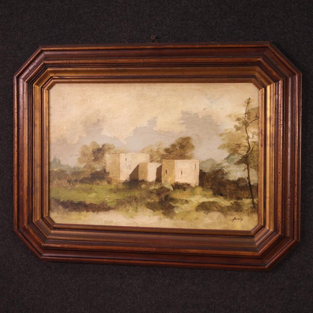 20th Century Oil on Masonite Italian Signed Landscape Painting, 1960 For Sale 5