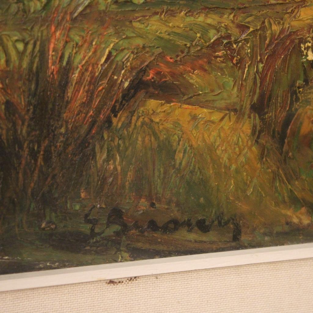 20th Century Oil on Masonite Italian Signed Landscape Painting, 1960 For Sale 1