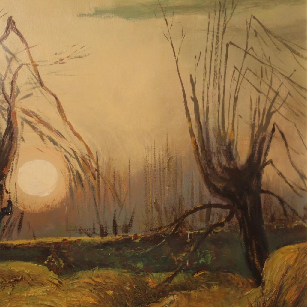 20th Century Oil on Masonite Italian Signed Landscape Painting, 1960 For Sale 4