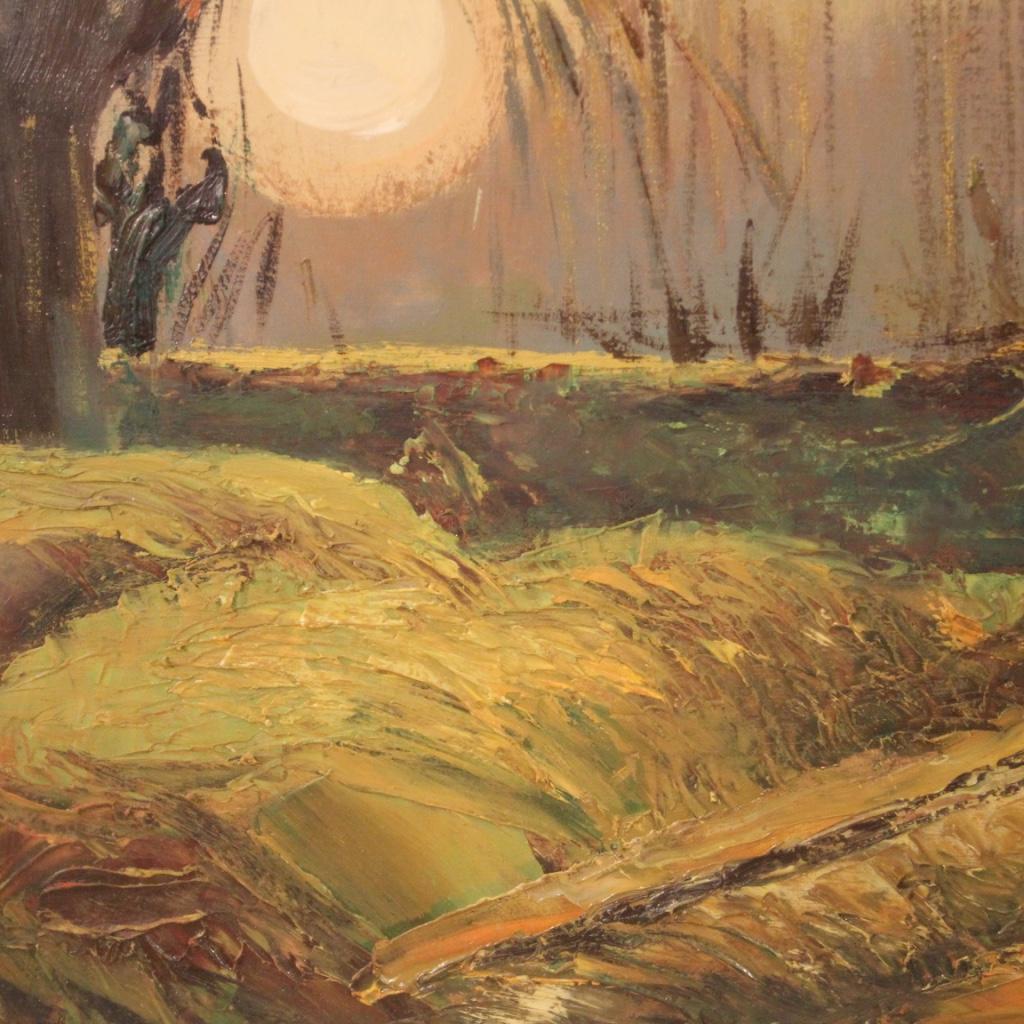 Olio su masonite del XX secolo Pittura di paesaggio firmata italiana, 1960 in vendita 2