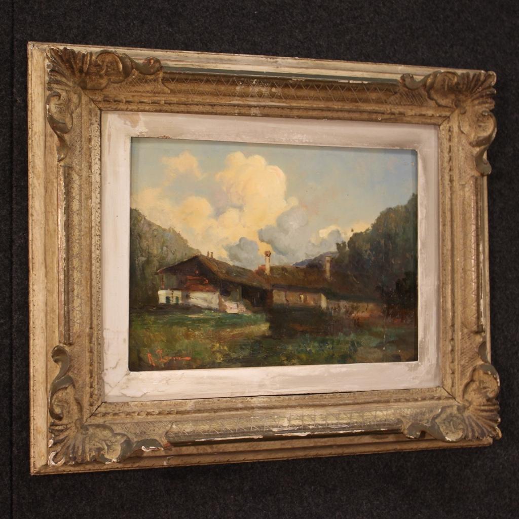 20th Century Oil on Masonite Italian Signed Painting Mountain Landscape, 1930 For Sale 3
