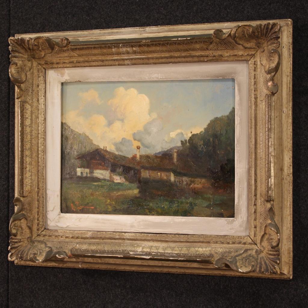 20th Century Oil on Masonite Italian Signed Painting Mountain Landscape, 1930 For Sale 5