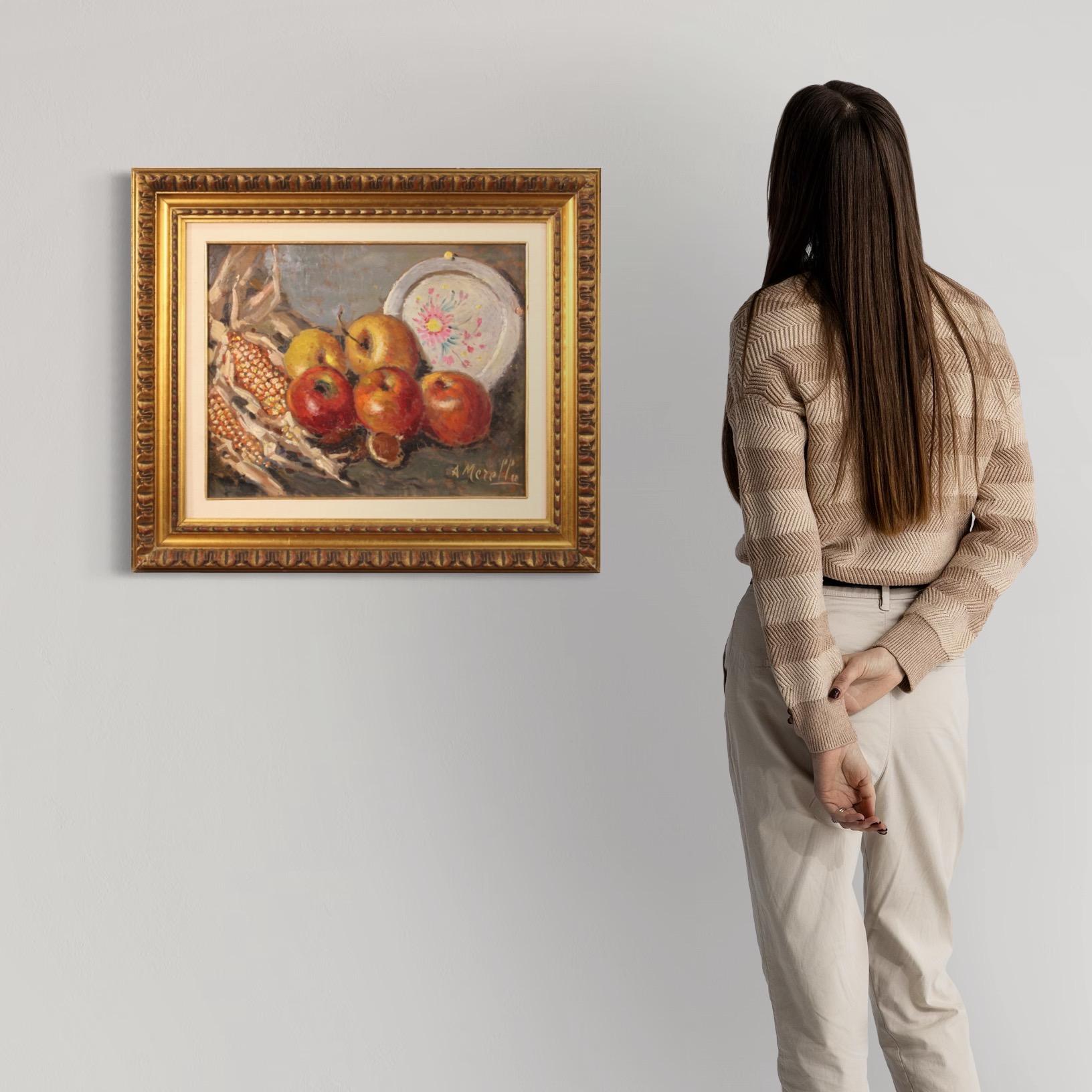 20th Century Oil on Masonite Italian Signed Still Life Painting, 1950 9