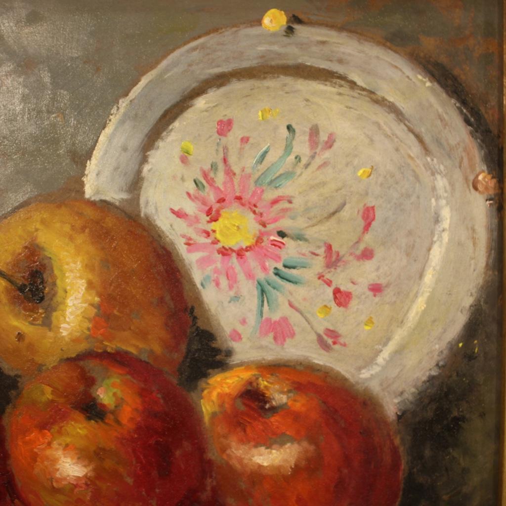 20th Century Oil on Masonite Italian Signed Still Life Painting, 1950 For Sale 3