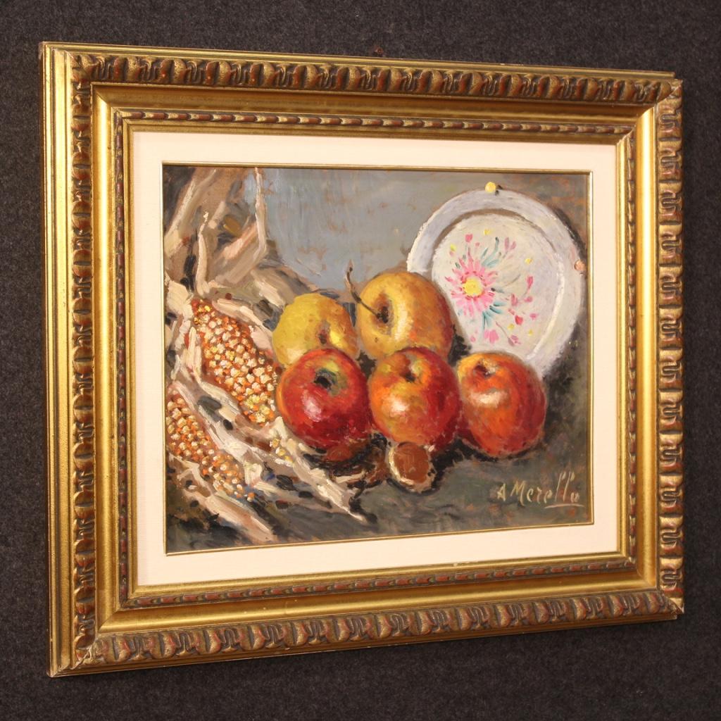 20th Century Oil on Masonite Italian Signed Still Life Painting, 1950 4
