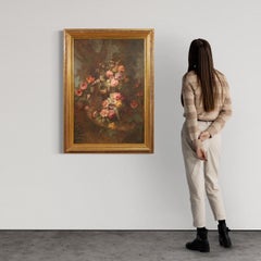 Huile sur toile italienne du 20ème siècle - Nature morte avec fleurs - Vase, 1950