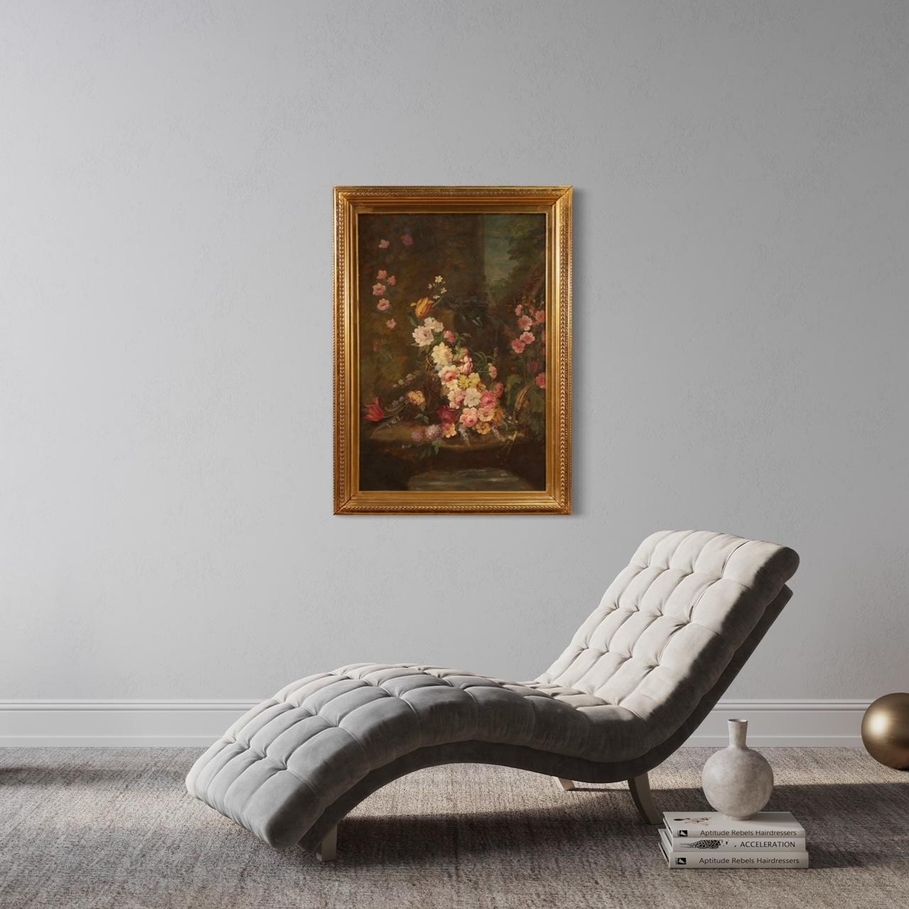 20th Century Oil on Masonite Italian Still Life with Flowers Painting, 1950s For Sale 6