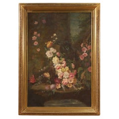 Retro 20th Century Oil on Masonite Italian Still Life with Flowers Painting, 1950s