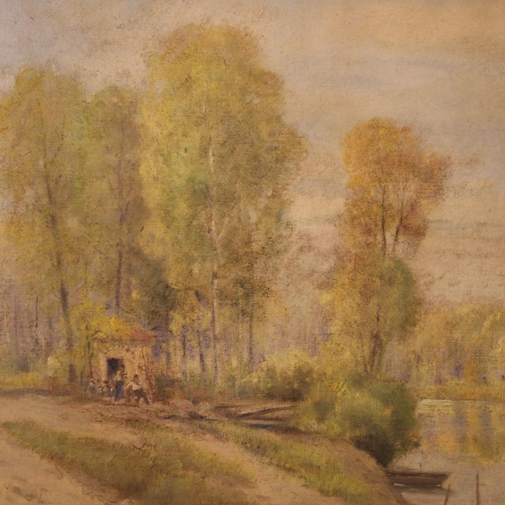 siglo XX Óleo sobre masonita Firmado A. Corradi Paisaje Pintura italiana, 1950 en venta 4