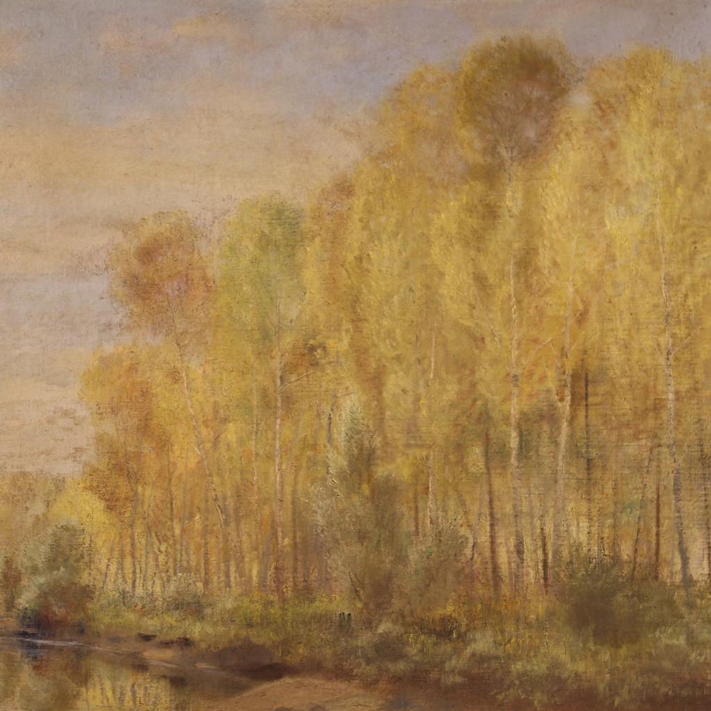siglo XX Óleo sobre masonita Firmado A. Corradi Paisaje Pintura italiana, 1950 en venta 5
