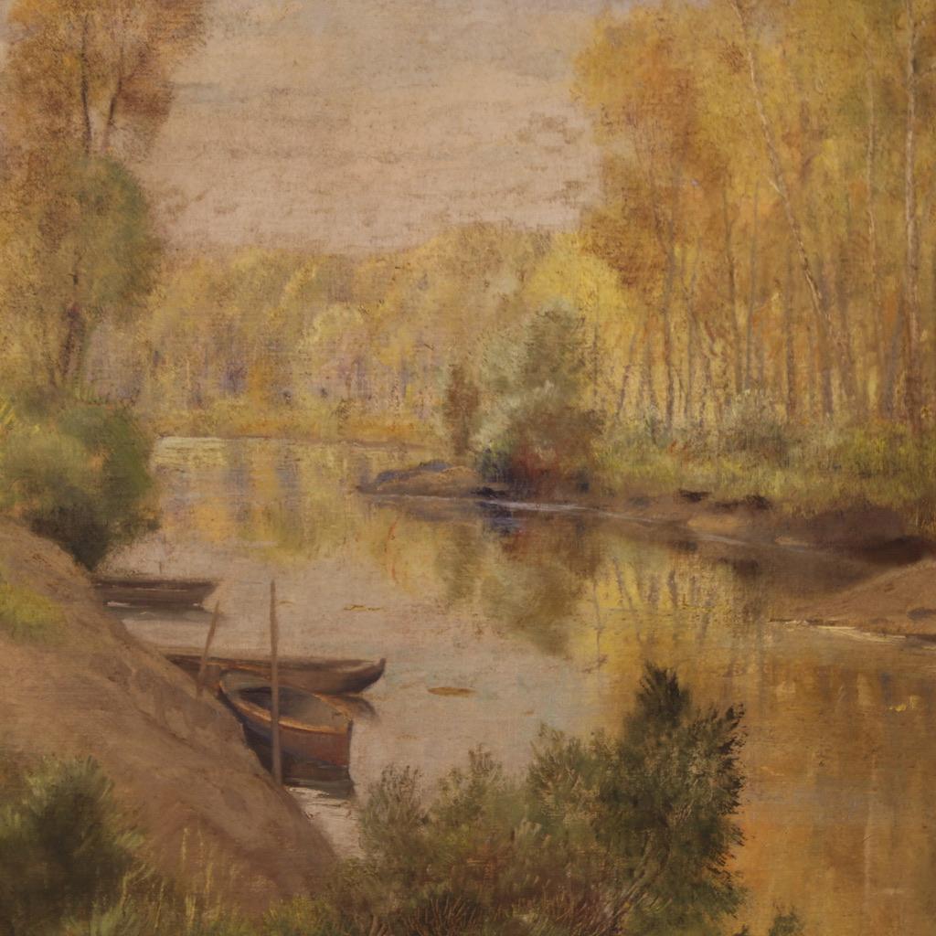 siglo XX Óleo sobre masonita Firmado A. Corradi Paisaje Pintura italiana, 1950 en venta 6