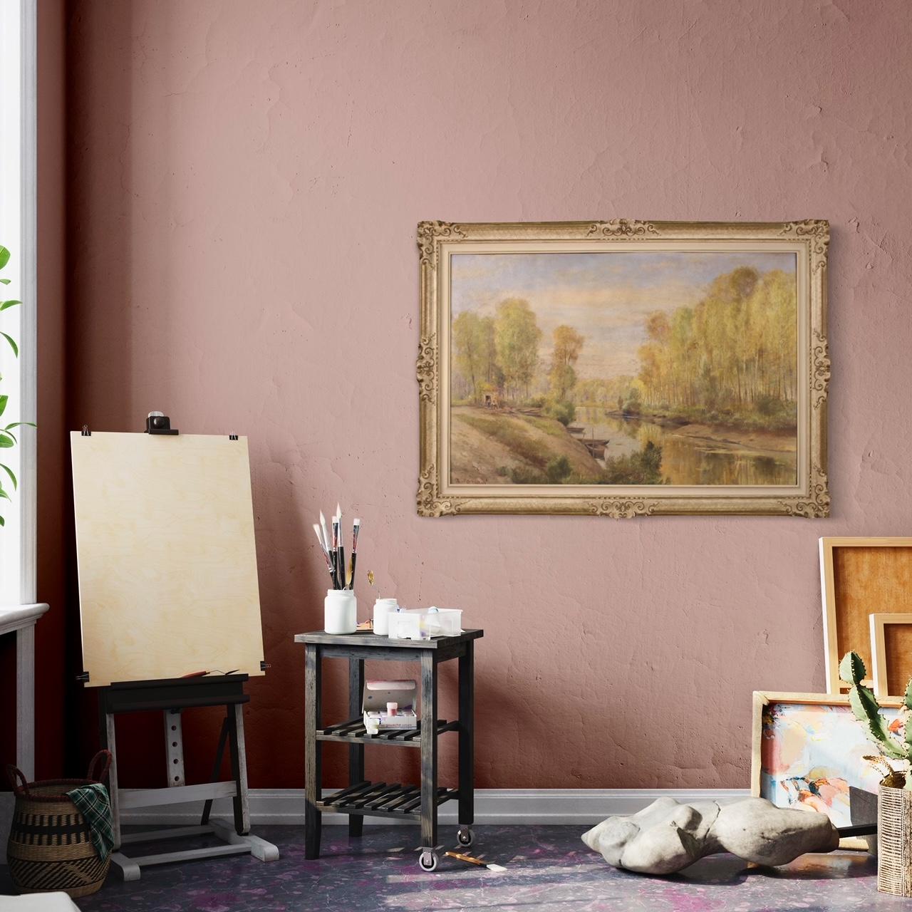 siglo XX Óleo sobre masonita Firmado A. Corradi Paisaje Pintura italiana, 1950 Italian en venta