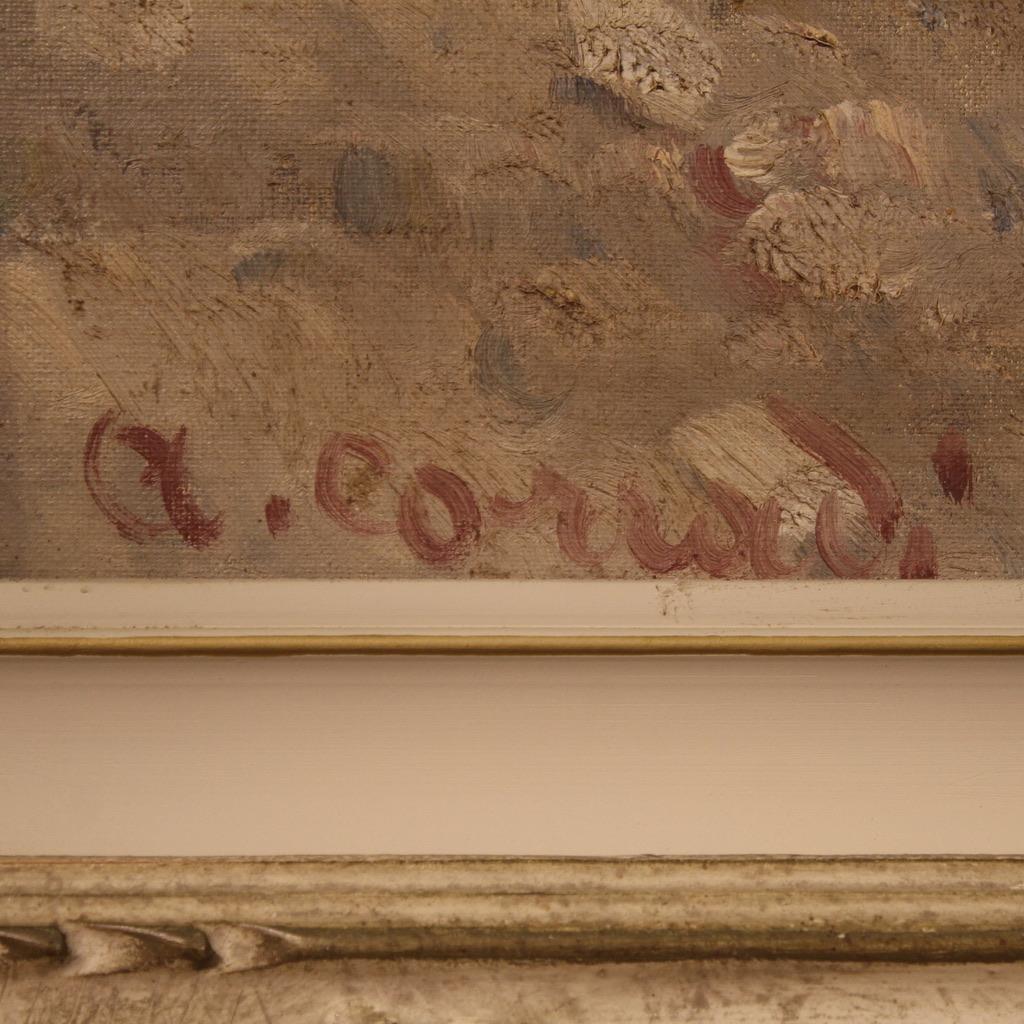 siglo XX Óleo sobre masonita Firmado A. Corradi Paisaje Pintura italiana, 1950 en venta 1