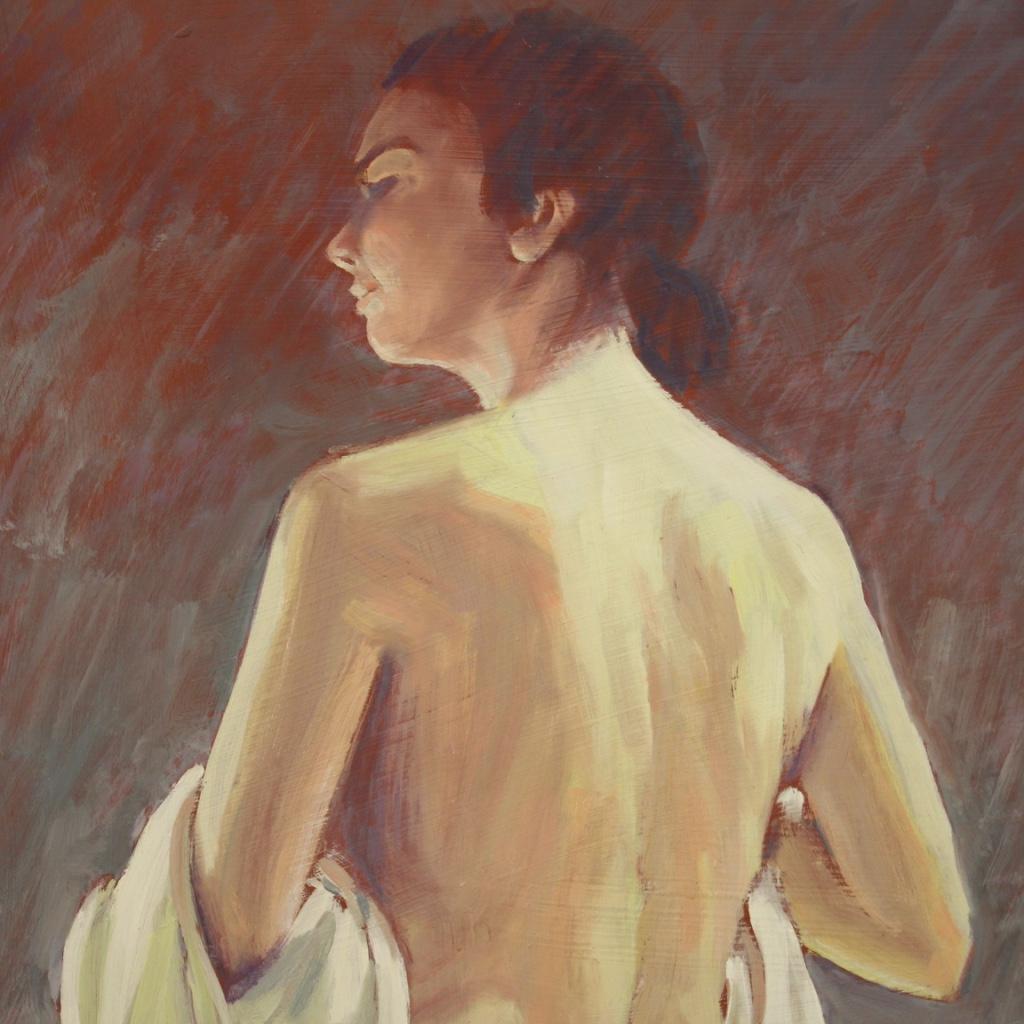 20th Century Oil on Masonite Signed and Dated Italian Nude Female Painting, 1975 2