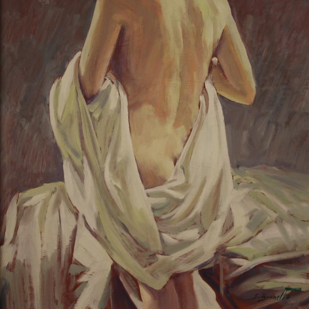 20th Century Oil on Masonite Signed and Dated Italian Nude Female Painting, 1975 4