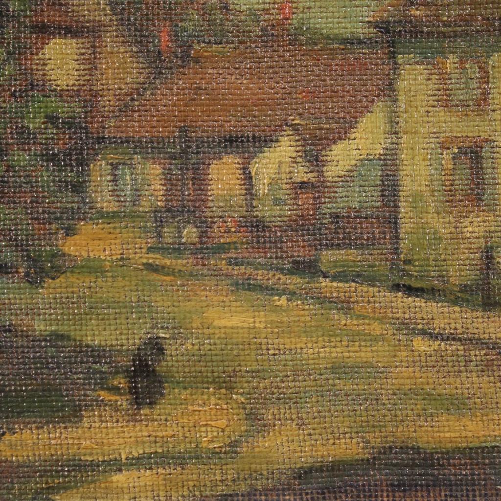 20th Century Oil on Masonite Signed French Landscape Painting, 1950 For Sale 2