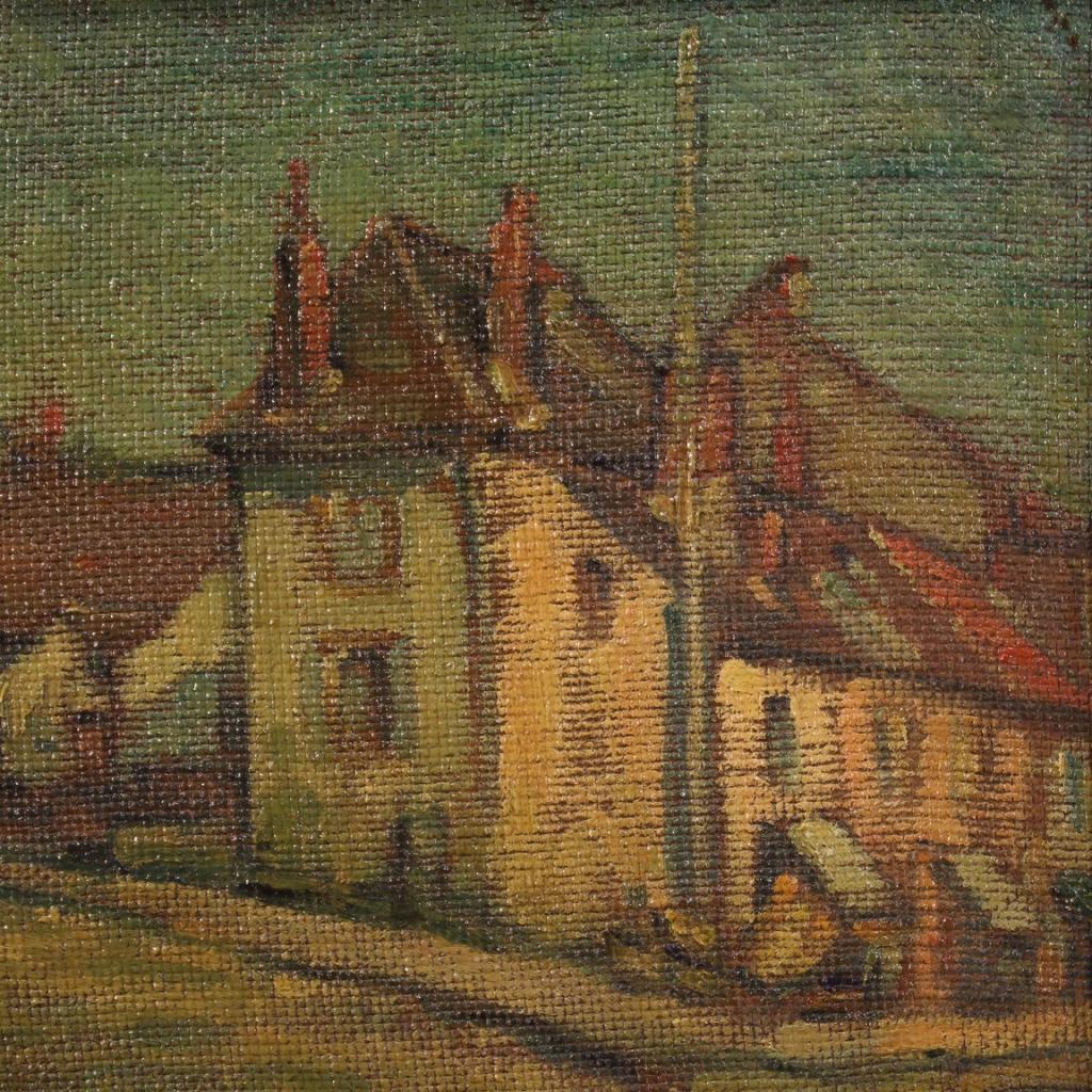 20th Century Oil on Masonite Signed French Landscape Painting, 1950 For Sale 3
