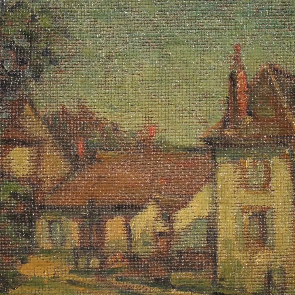 20th Century Oil on Masonite Signed French Landscape Painting, 1950 For Sale 5