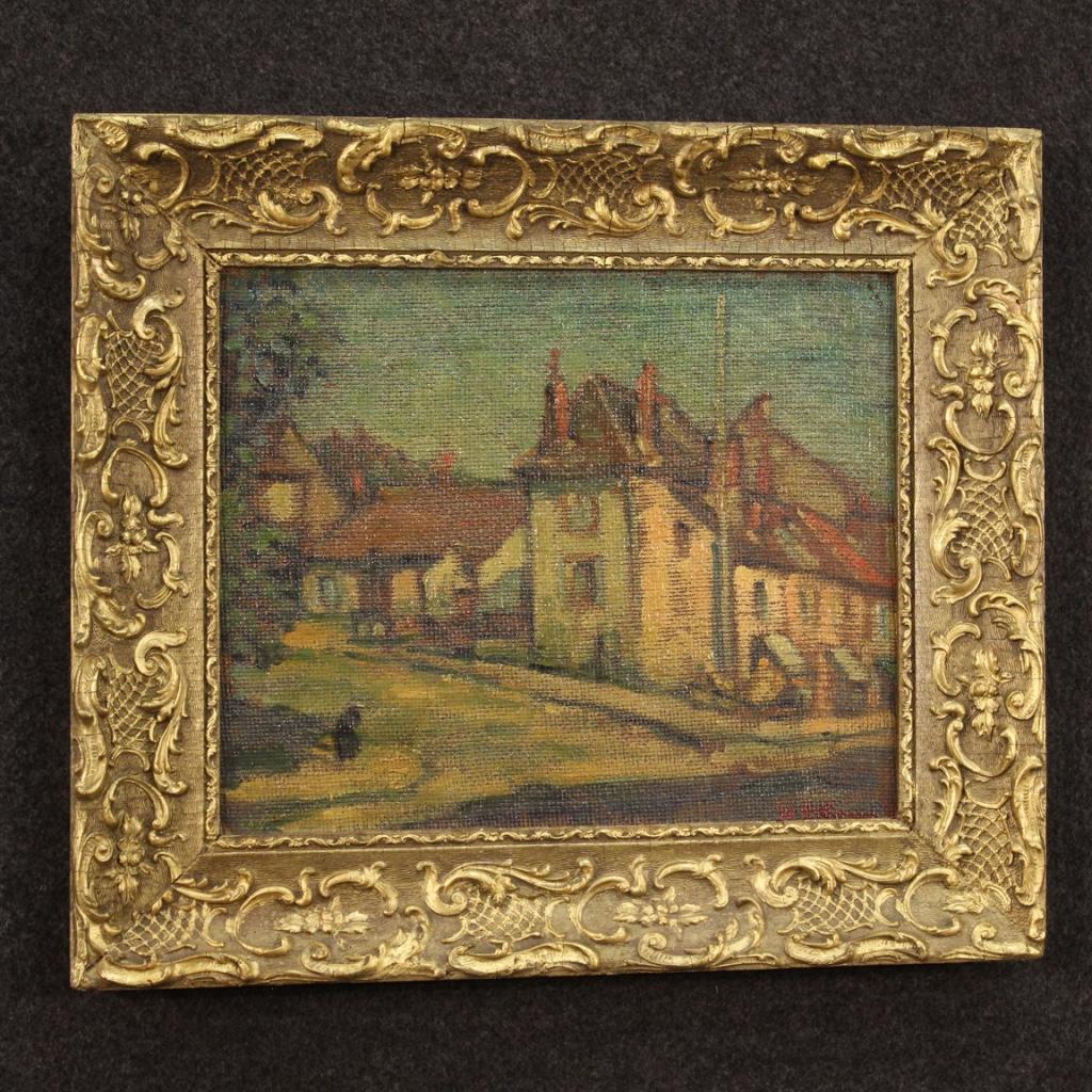 20th Century Oil on Masonite Signed French Landscape Painting, 1950 For Sale 6