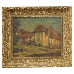 Retro 20th Century Oil on Masonite Signed French Landscape Painting, 1950