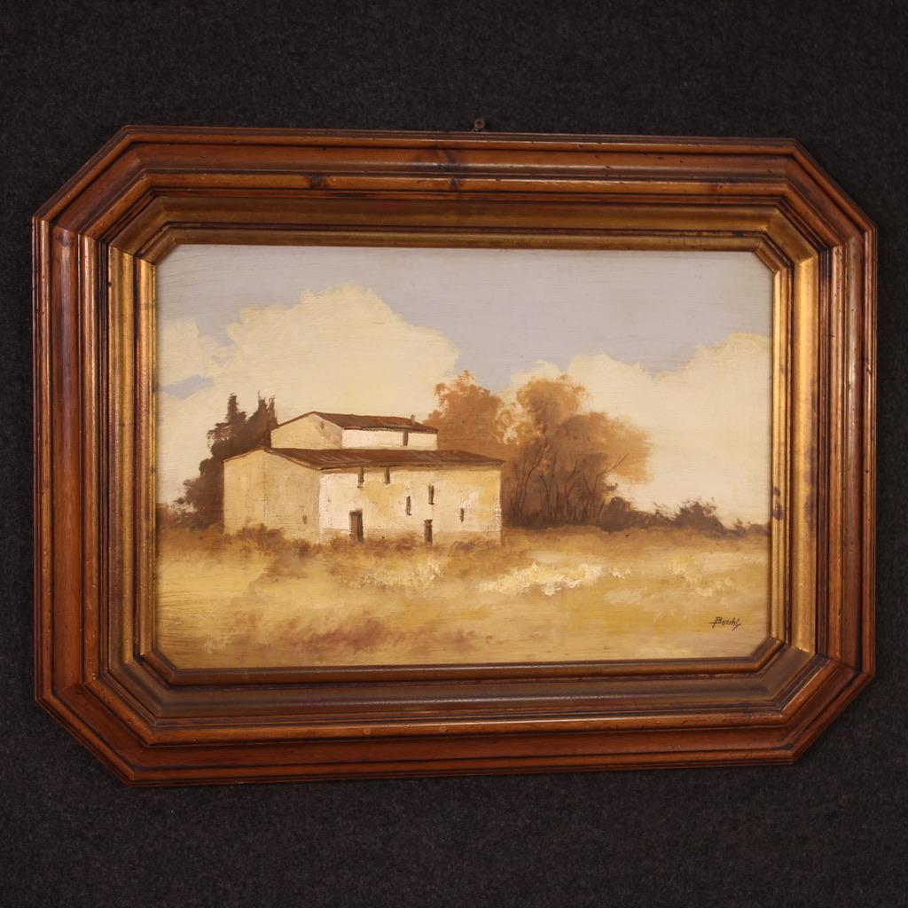 20th Century Oil on Masonite Signed Landscape Italian Painting, 1960 For Sale 4