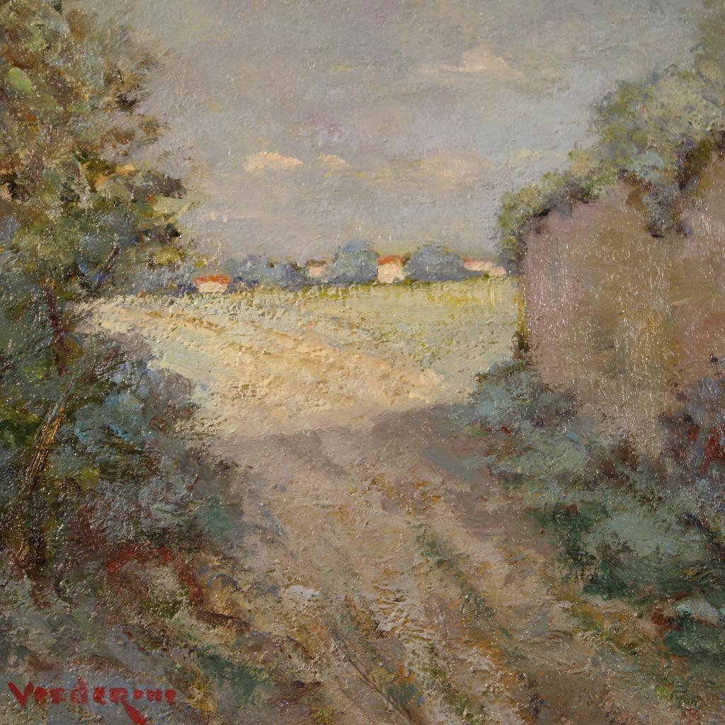20th Century Oil On Panel Antique Italian Signed Landscape Painting, 1980 For Sale 7