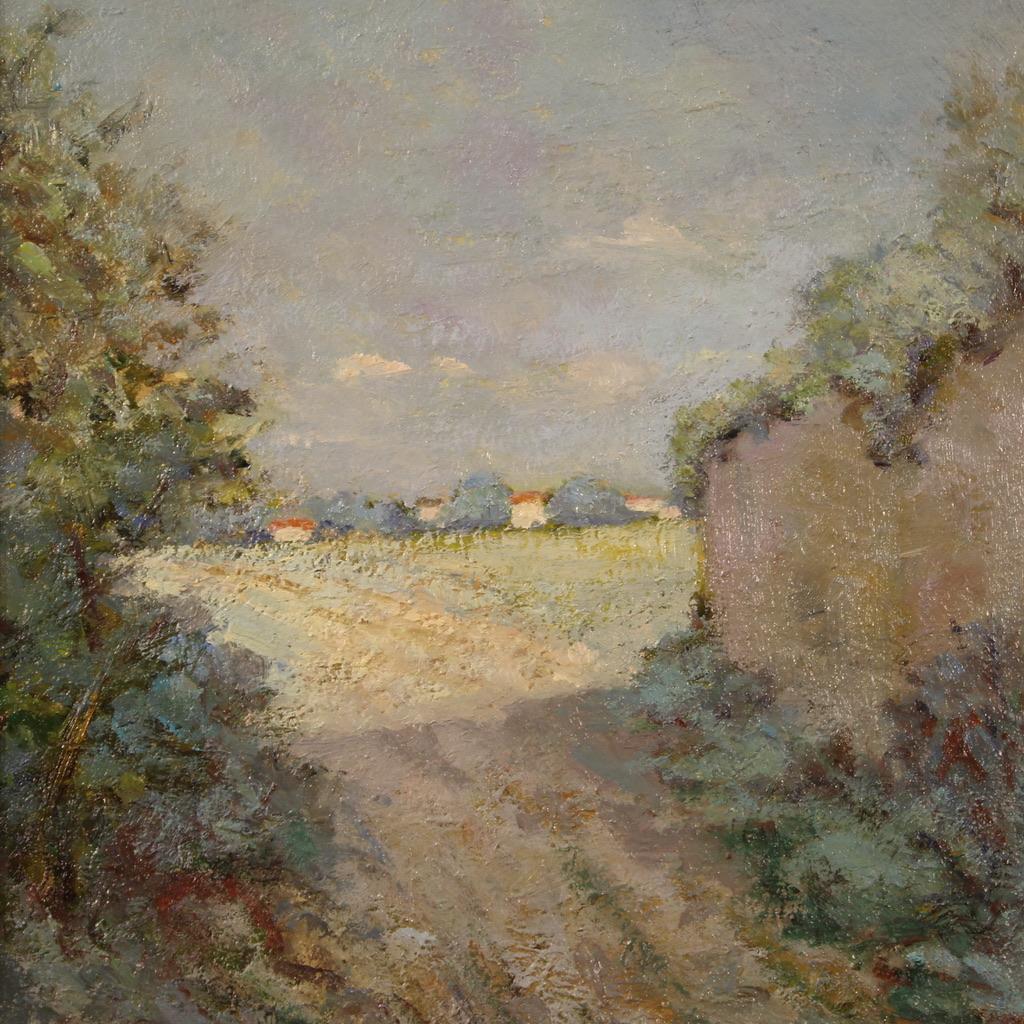 Oiled 20th Century Oil On Panel Antique Italian Signed Landscape Painting, 1980