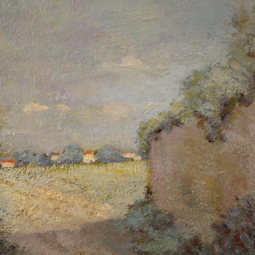 20th Century Oil On Panel Antique Italian Signed Landscape Painting, 1980 For Sale 2