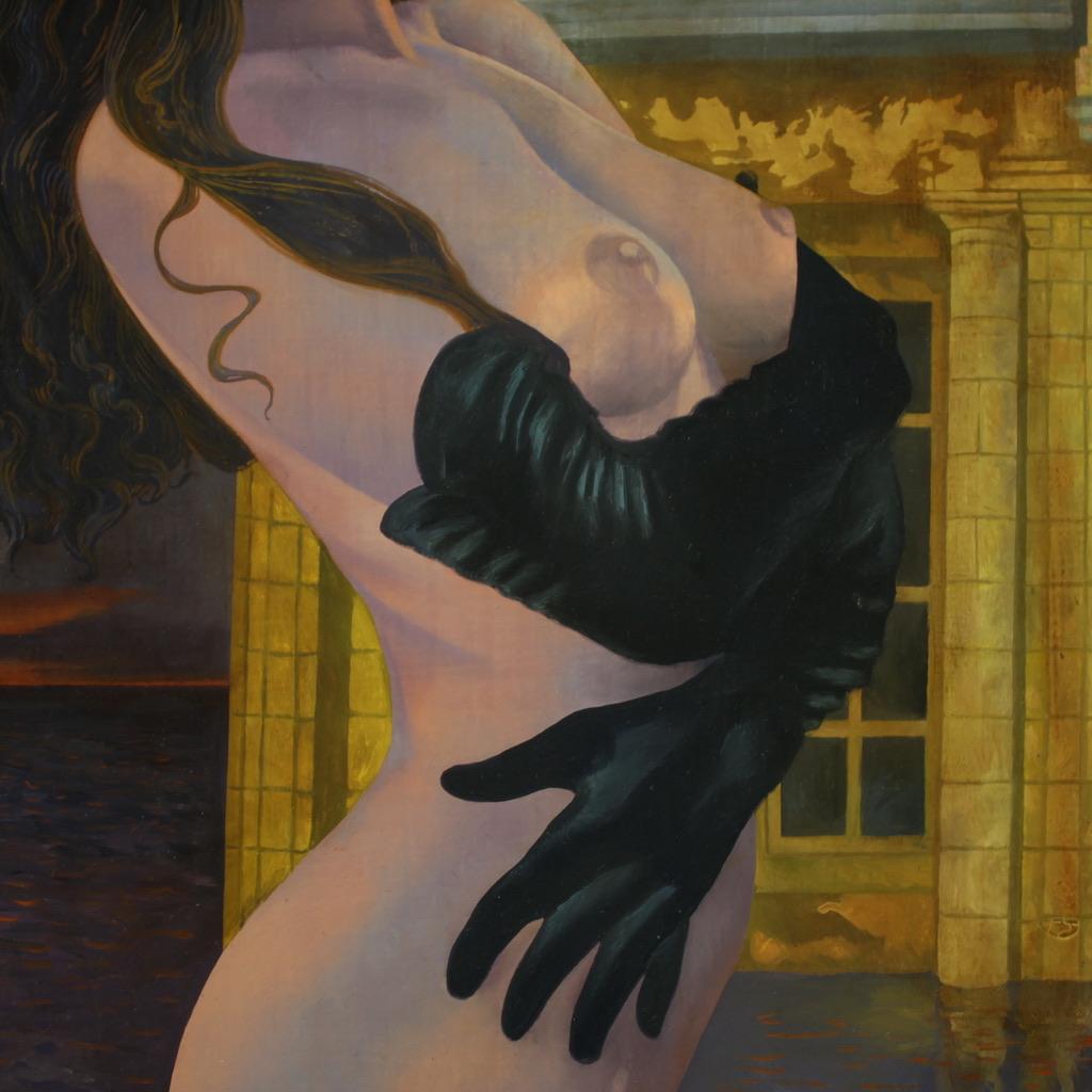20. Jahrhundert Öl auf Platte Französisch signiert Weiblicher Akt Gemälde, 1990 im Angebot 4