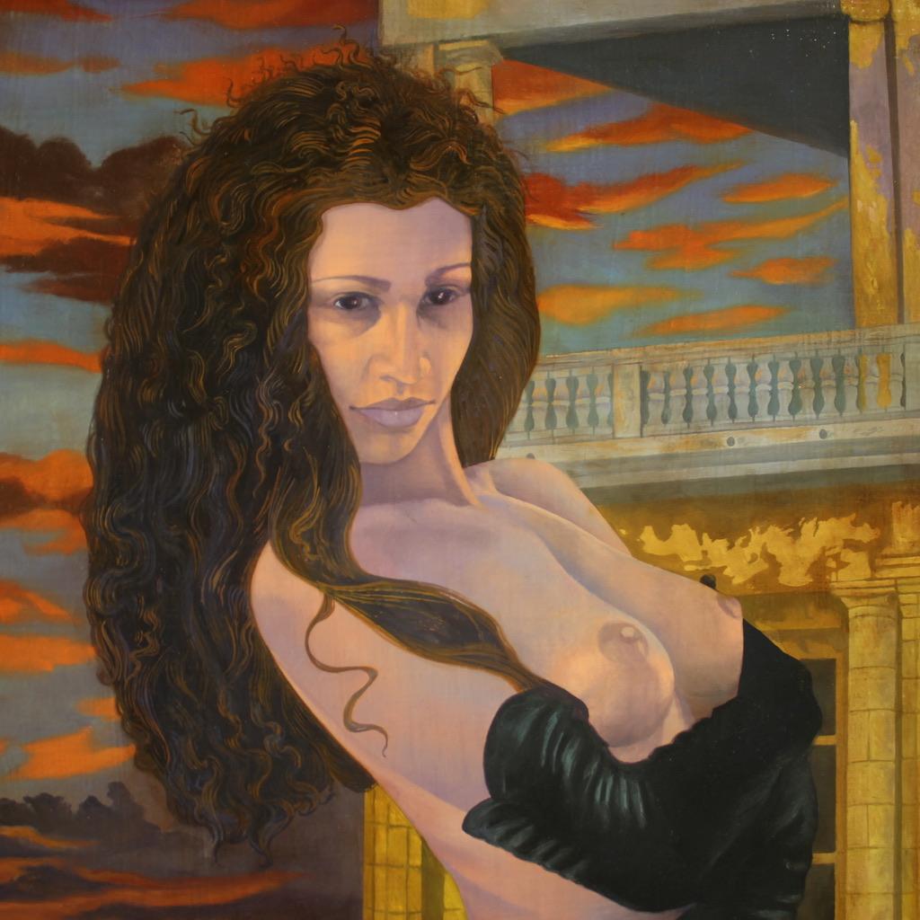 20. Jahrhundert Öl auf Platte Französisch signiert Weiblicher Akt Gemälde, 1990 im Angebot 8