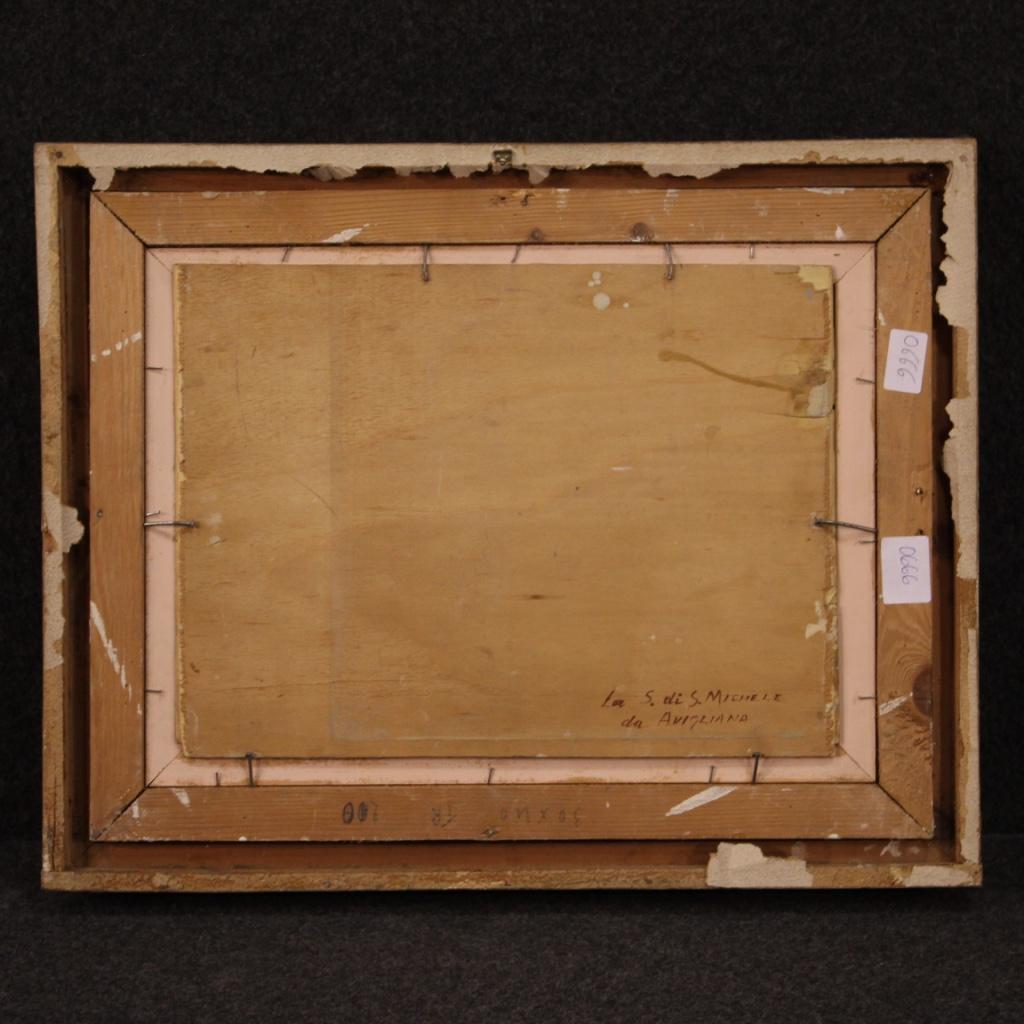 20. Jahrhundert Öl auf Tafel Italienische Landschaftsmalerei Sacra di San Michele, 1948 (Holz) im Angebot