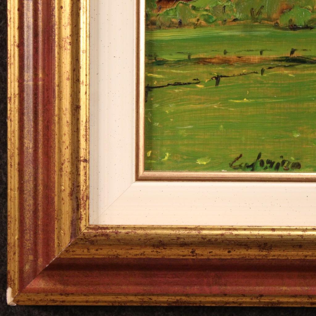 Italienisches Gemälde mit Berglandschaft, Öl auf Tafel, 20. Jahrhundert, 1970 5