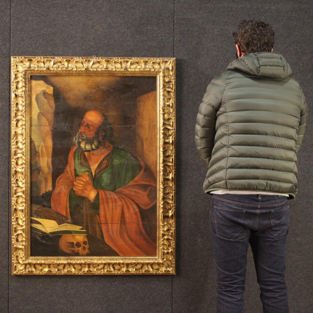 20th Century Oil on Panel Italian Religious Painting Saint Jerome, 1960 5