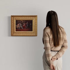 20th-Century Oil on Panel, Italian, Signed and Dated, Interior Scene Painting, 1941