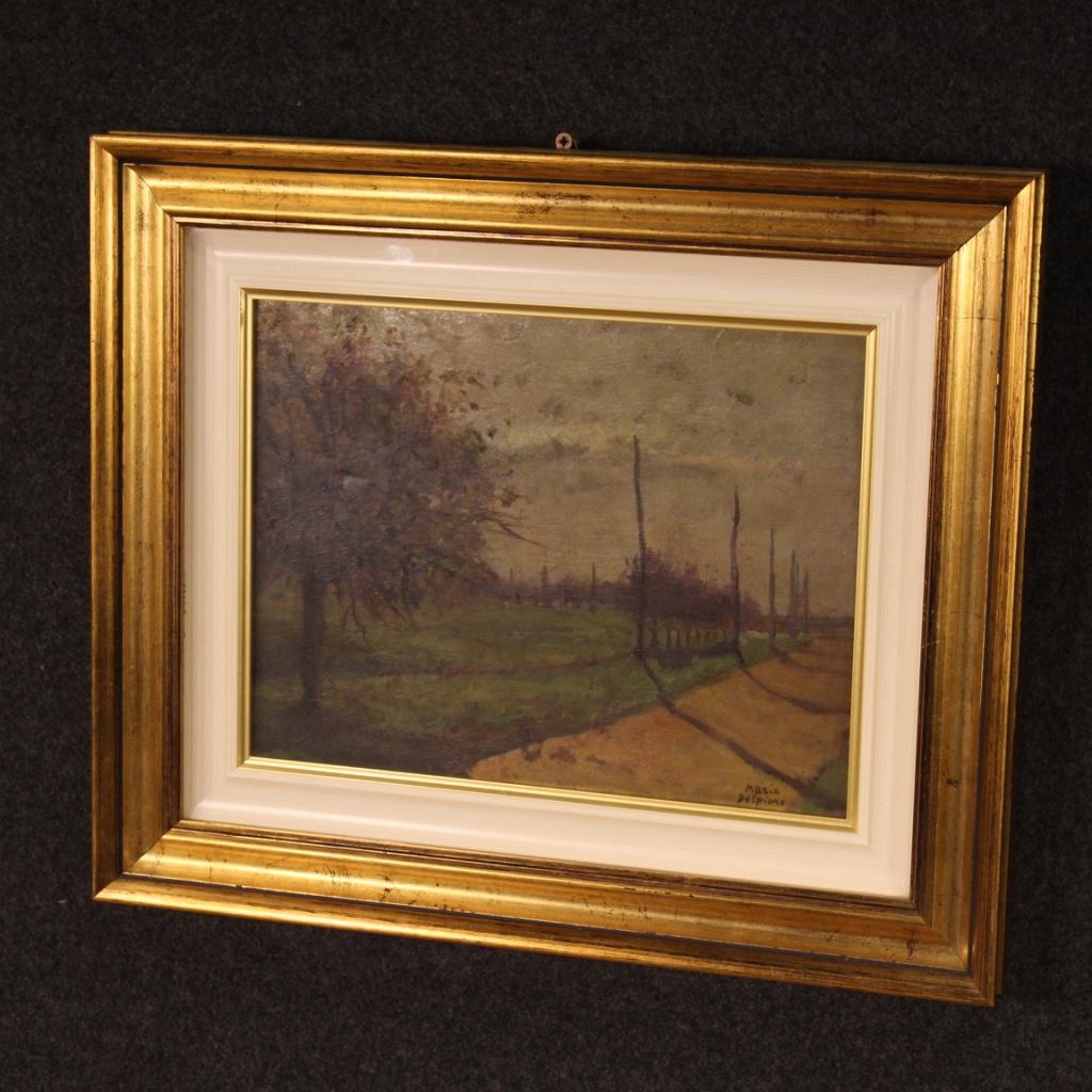 20th Century Oil on Panel Italian Signed Landscape Painting, 1960 In Good Condition In Vicoforte, Piedmont