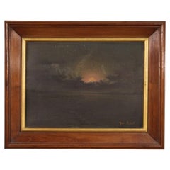 20th Century Oil on Panel Italian Signed Nocturnal Landscape Painting, 1960