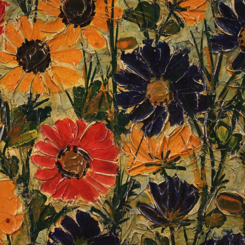 huile sur panneau du 20e siècle Nature morte italienne signée, 1960 en vente 8