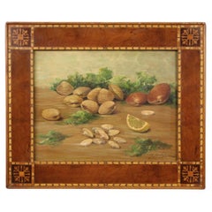 20th Century Oil on Panel Italian Signed Still Life With Seafood Painting, 1940
