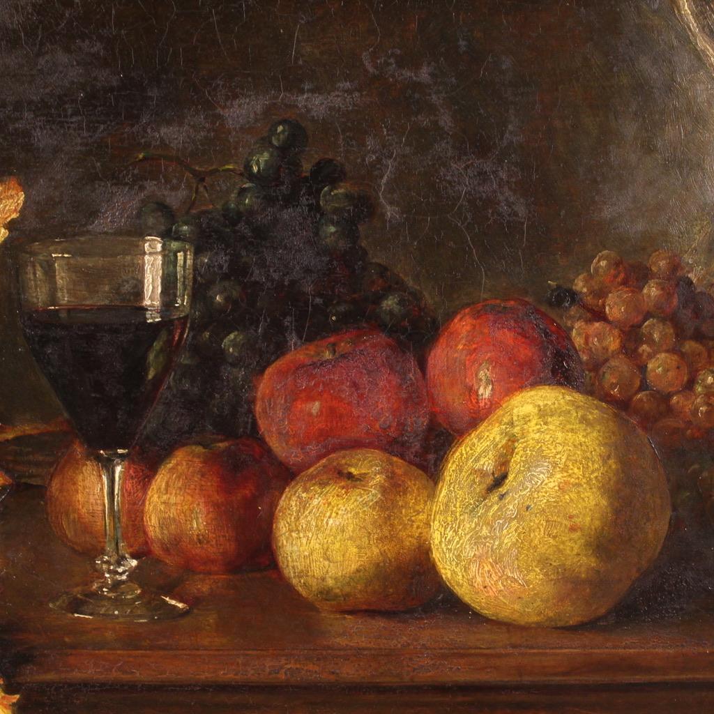 20th Century Oil on Panel Italian Still Life Painting With fruit, 1920 In Good Condition In Vicoforte, Piedmont