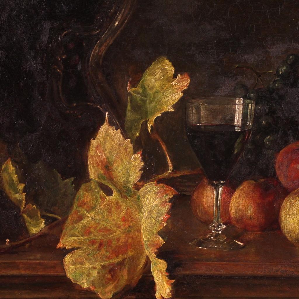 Wood 20th Century Oil on Panel Italian Still Life Painting With fruit, 1920