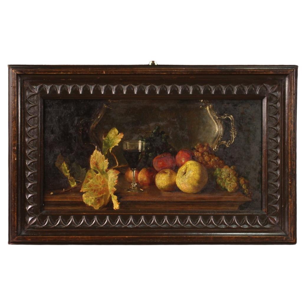 20th Century Oil on Panel Italian Still Life Painting With fruit, 1920
